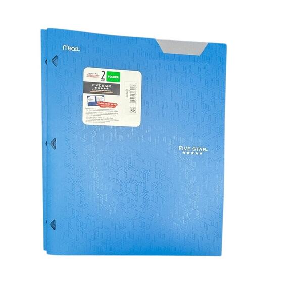 Five Star Other - Five Star Customizable 2 Pocket Plastic Folders Pacific Blue 3 Hole Punch